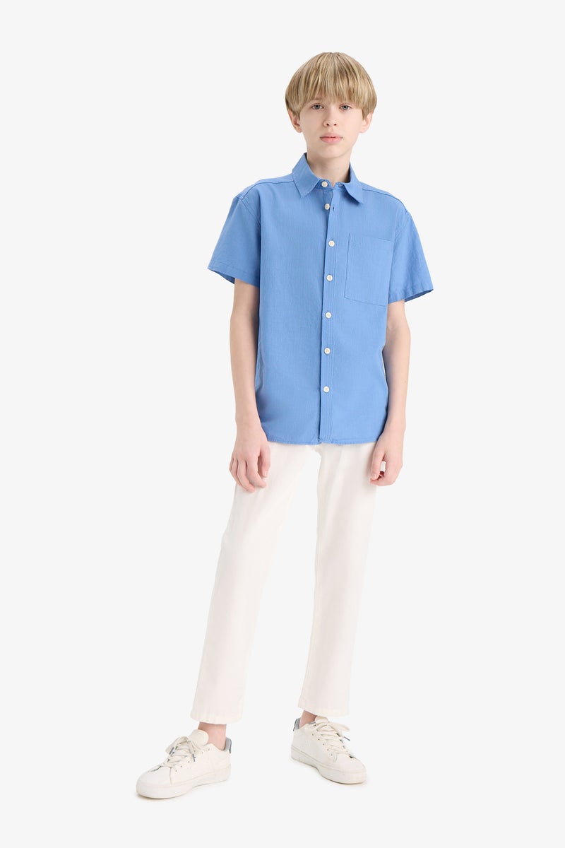 DeFacto Blue Boy Boy Oversize Polo Neck Short Sleeve Shirt Casual - Image 3
